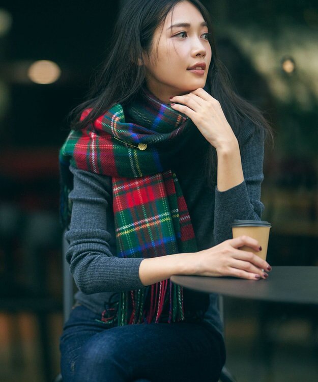 23区 L 【洗える】ウーステッドウール タートルネック ニット グレー系