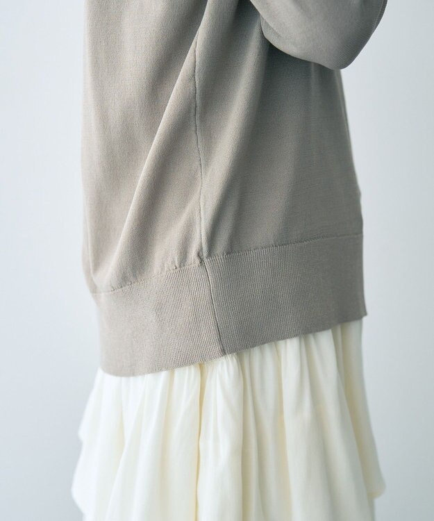 YECCA VECCA Vネックスリットニット Gray Beige