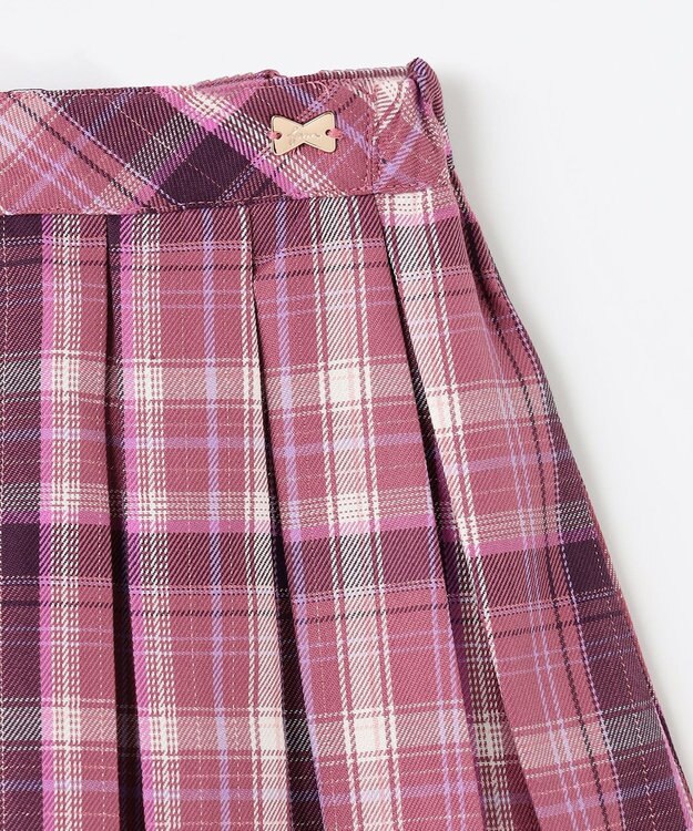 ANY KIDS チェック プリーツ スカパン ローズピンク系