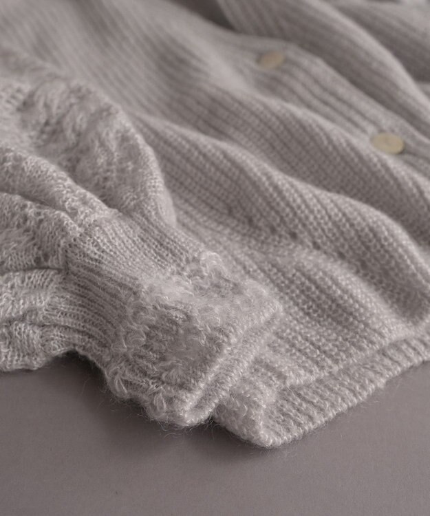 muuc 〈高品質シルク＆アンゴラモヘア〉模様編み ボリューム袖 カーディガン ベージュ