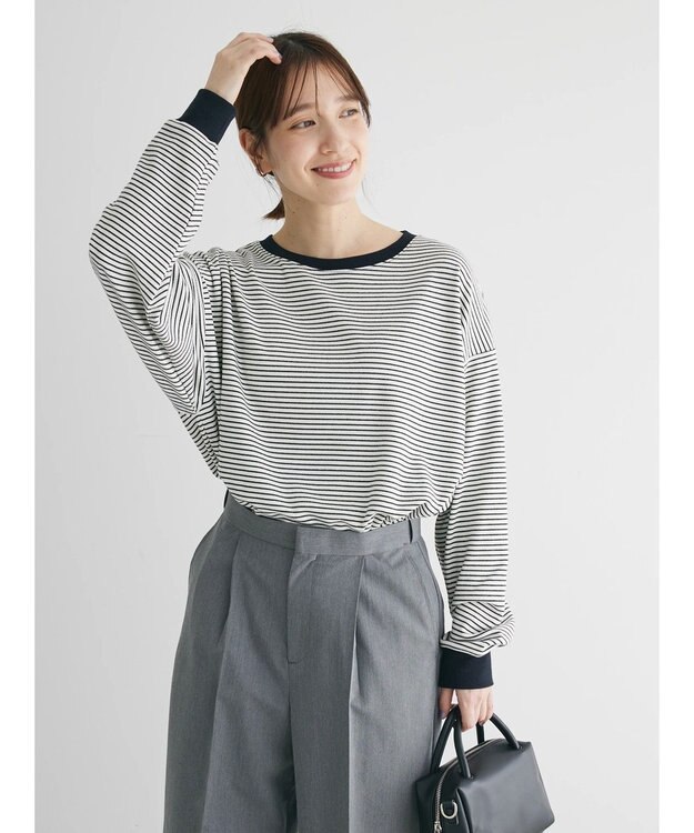 Green Parks マシュマロタッチボーダープルオーバー Off White