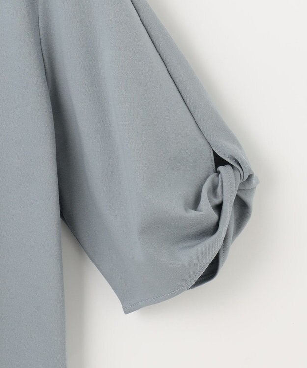 J.PRESS LADIES 【接触冷感・UVケア】コンパクトコットンスムース ツイストスリーブ カットソー スモーキーグリーン系