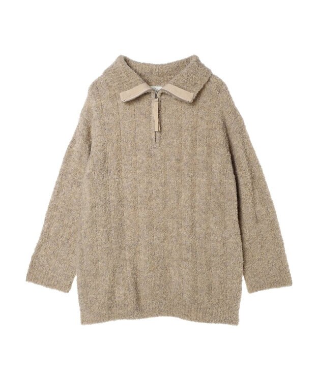 earth music&ecology ブークレハーフジップミニワンピース Mocha