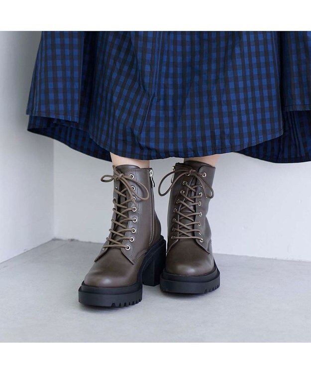 MODE ET JACOMO <noyau>レースアップワークブーツ カーキ