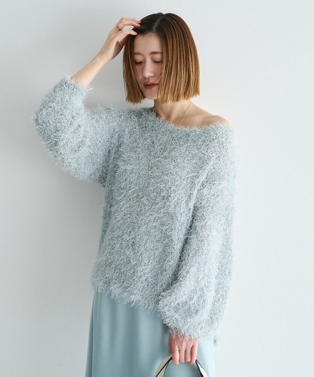 YECCA VECCA ラメ混シャギーニット Light Gray