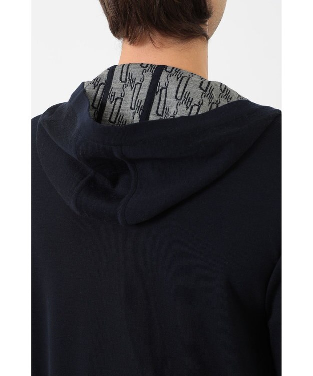 DAKS フード付きメリノウールカーディガン ネイビー