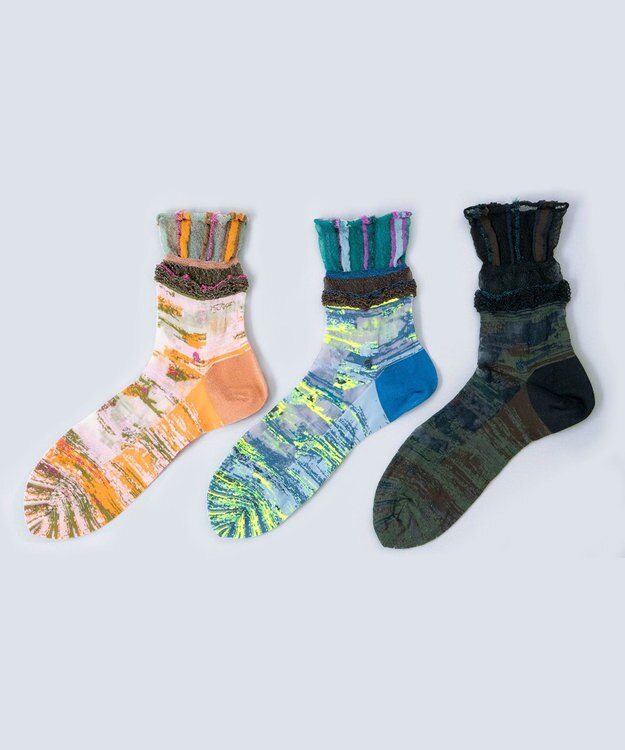 COQ 【MEN】sprinkle flower シアーソックス ブルー