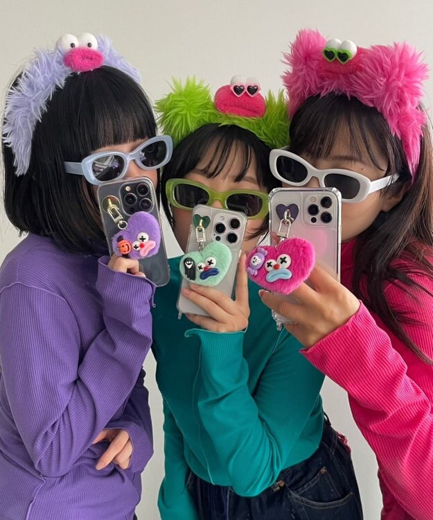 WEGO ミニハートピエロモンスターぬいぐるみキーホルダー ピンク