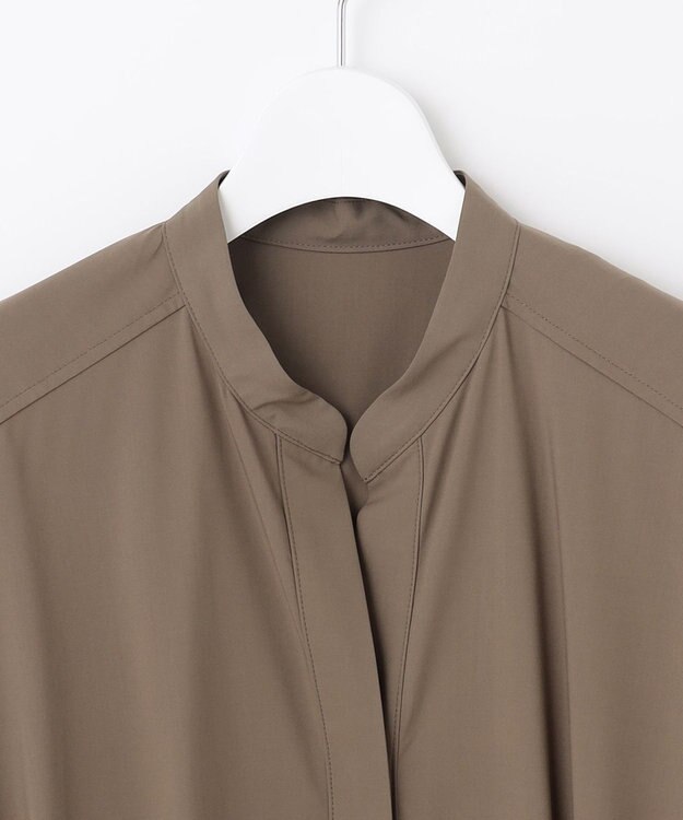 自由区 L 【洗える】ストレッチタイプライターシャツ ワンピース ブラウン系