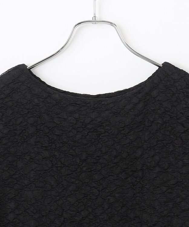 #Newans 【金子綾さんインスタライブご紹介アイテム】（セットアップ可能）ふくれジャガード ペプラムブラウス ブラック