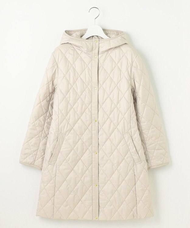 J.PRESS LADIES L 【WEB限定カラーあり・洗える】コンパクトタフタキルティング フーデッド コート アイボリー系