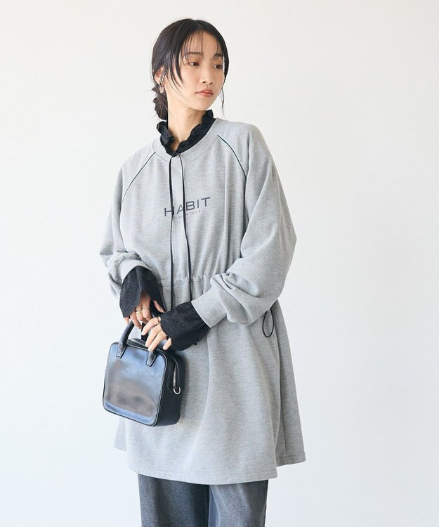 CRAFT STANDARD BOUTIQUE ライン入りロゴチュニック Gray Mixture