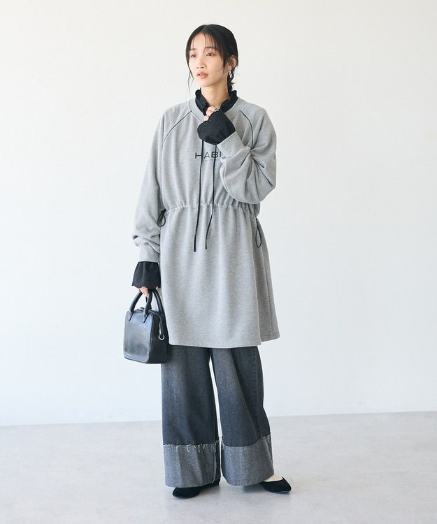 CRAFT STANDARD BOUTIQUE ライン入りロゴチュニック Gray Mixture
