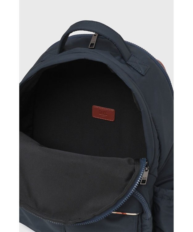 DAKS 軽量ナイロン×レザー ハウスチェックディテール PC収納バックパック ネイビー
