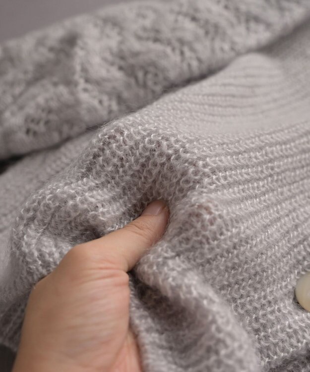 muuc 〈高品質シルク＆アンゴラモヘア〉模様編み ボリューム袖 カーディガン ベージュ