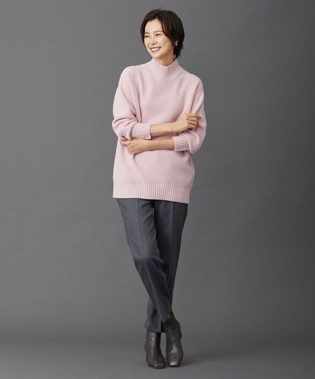 J.PRESS LADIES 【洗える】AUSSIE AIR ハイネック ミドルゲージ ニット ピンク系