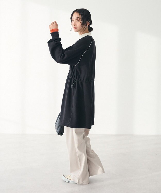 CRAFT STANDARD BOUTIQUE ライン入りロゴチュニック Black