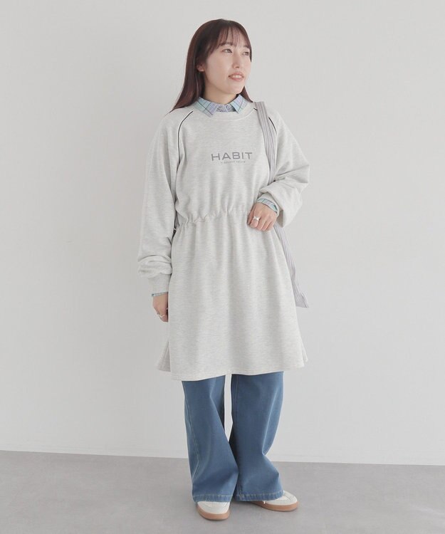 CRAFT STANDARD BOUTIQUE ライン入りロゴチュニック Oatmeal