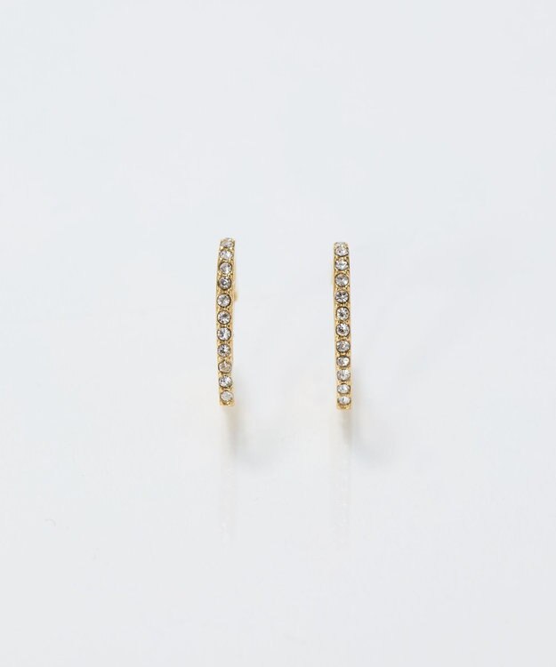 Phoebe 【金属アレルギー対応】ワンタッチライナーハートビジューフープピアス　ゴールド ゴールド