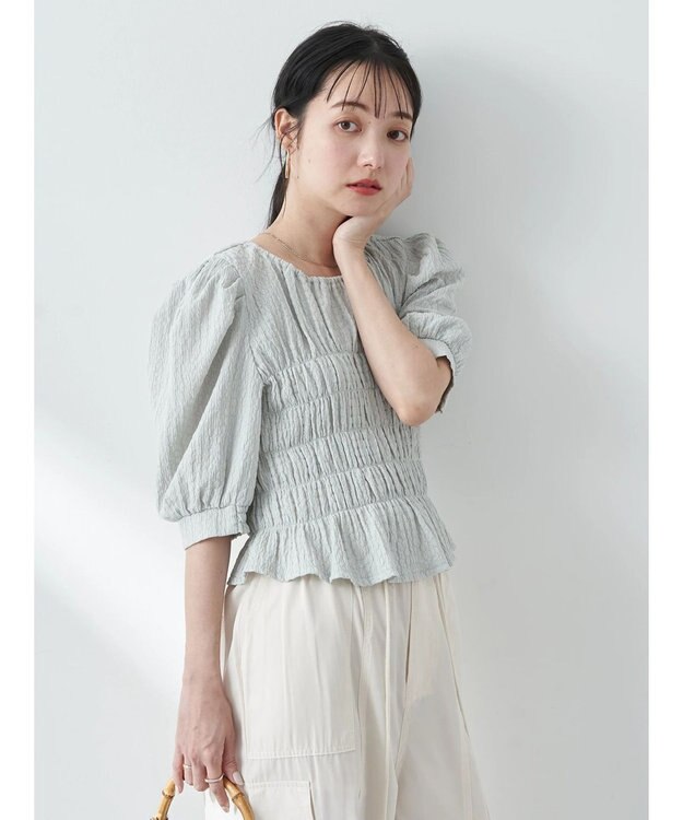 earth music&ecology ポコポコシャーリングトップス Light Green