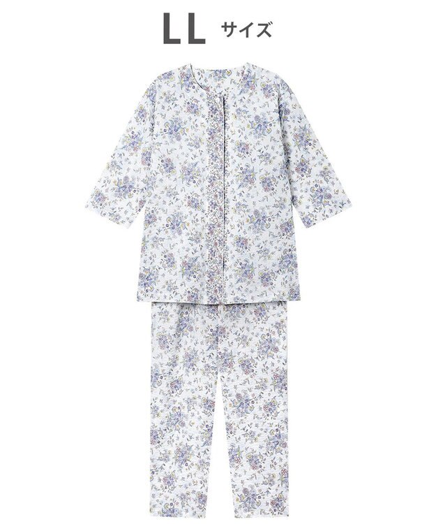 WACOAL パジャマ 7分袖 長袖 長ズボン 綿100%(本体) ローン素材 ミントン レディース NDT265 /ワコール ホワイト