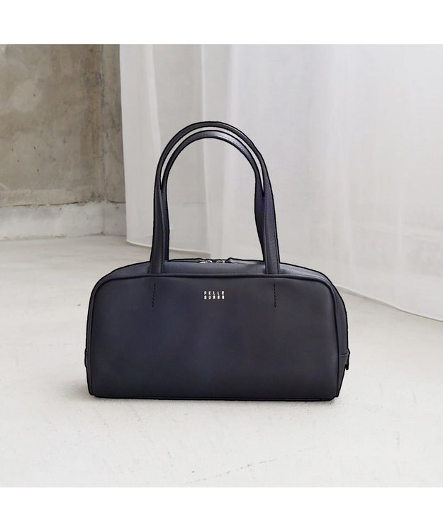 PELLE BORSA レザースモールボストンバッグ Epure 5839 ブラック