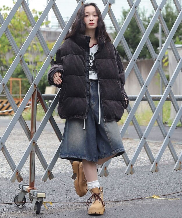 WEGO 【ユニセックス着用ITEM/MLサイズ展開】コーデュロイパファーブルゾン ブラックその他