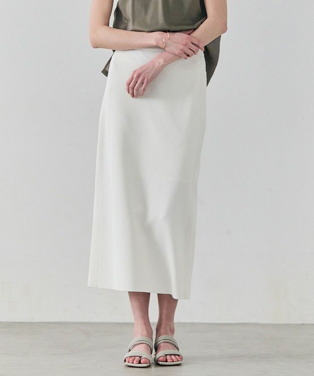BEIGE， NADIA / 異素材ライン ストレッチニットスカート Ecru