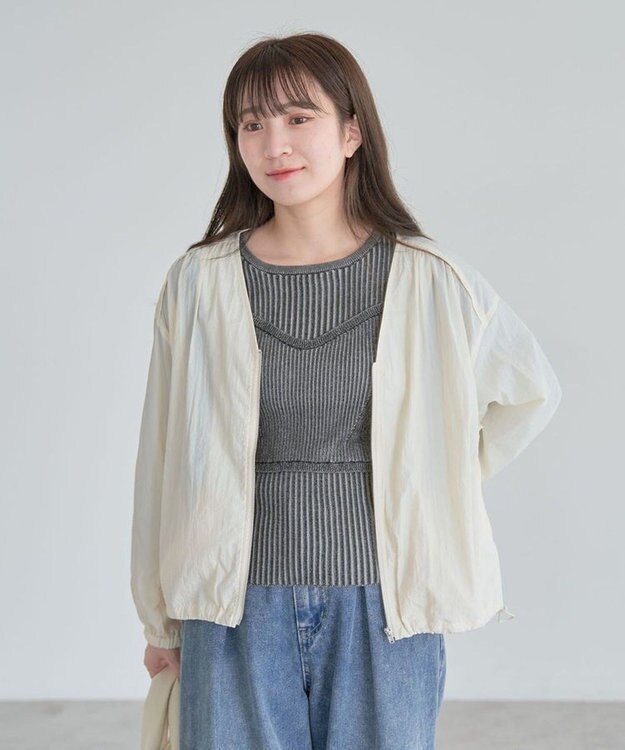Green Parks Ｖネックドロストライトブルゾン Ecru