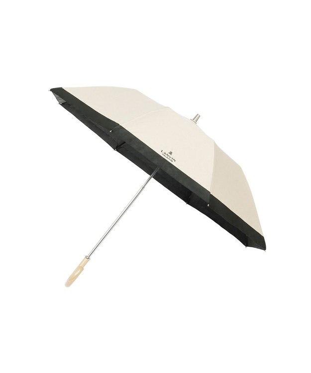 MOONBAT 【遮光/晴雨兼用日傘】LANVIN COLLECTION (ランバン コレクション)グログランリボン バイカラー 遮熱 UV 折りたたみ傘 楽折 ベージュ