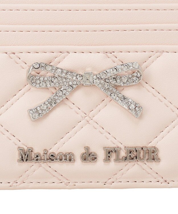 Maison de FLEUR リボンビジューキルティングカードケース Light Pink