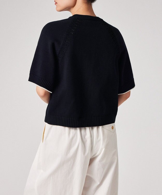 Paul Smith コットンアイレット ショートスリーブ カーディガン ネイビー