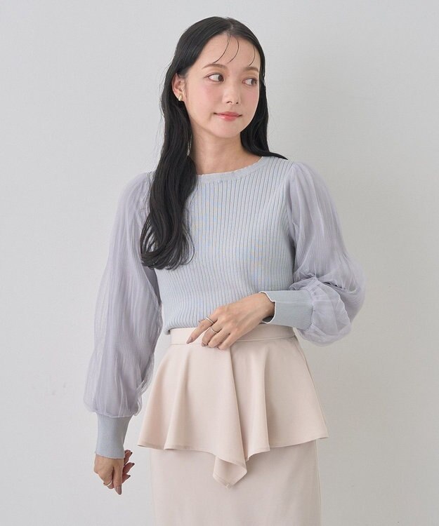 earth music&ecology マジョリカプリーツチュールニットプルオーバー Light Gray