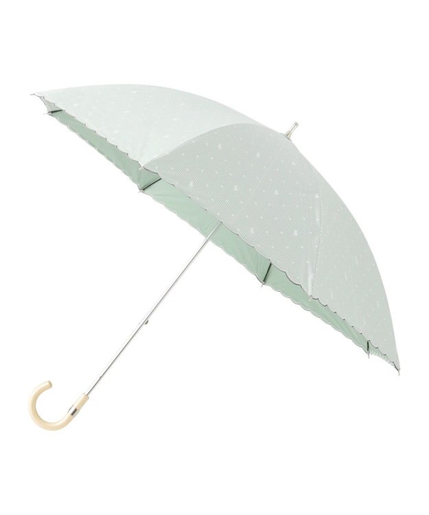 MOONBAT 【軽量】POLO RALPH LAUREN 晴雨兼用日傘 長傘 ストライプドット／遮光 遮熱 UV ライトグリーン