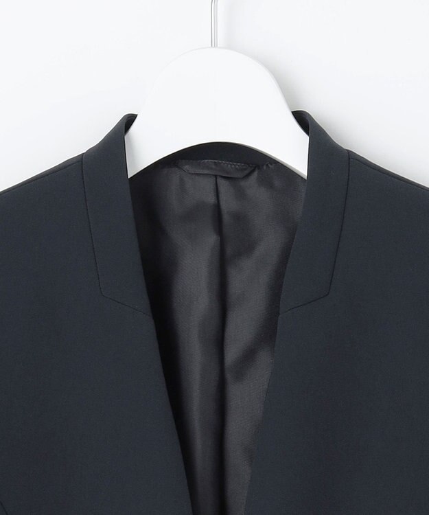 J.PRESS LADIES 【セットアップ対応】セラテリーダブルクロス ノーカラー ジャケット ネイビー系