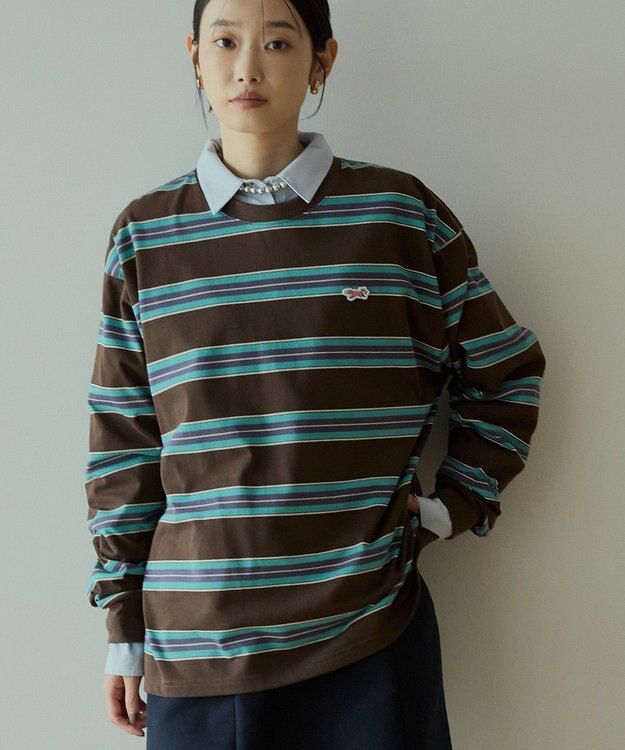 AMERICAN HOLIC PENNEY'S レトロボーダーロングTシャツ Brown