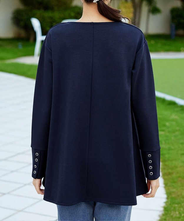 Tiaclasse 【洗える】【ふわもち美すふれ】フレアシルエットカットソー ネイビー