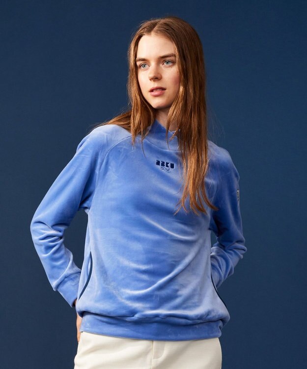 23区GOLF 今シーズンのイチオシ【WOMEN】ベロア ショールモックネック サックスブルー系
