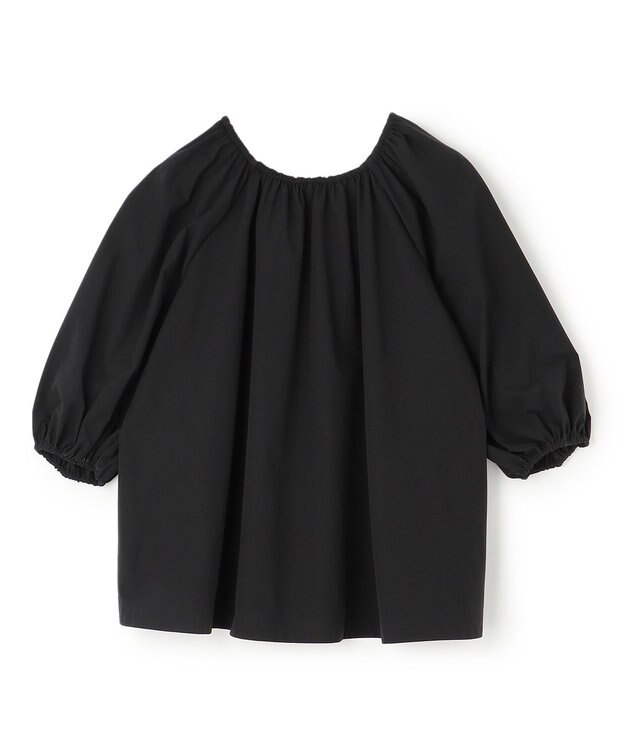UNFILO FINE MOVE 2WAYギャザーブラウス ブラック