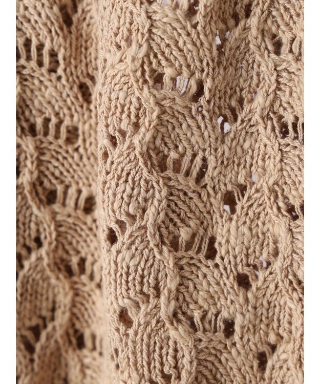 earth music&ecology スラブコットンレース編みカーディガン Mocha