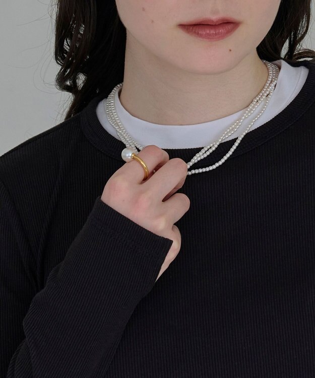 Phoebe 〈金属アレルギー対応〉パールオープンリング/ステンレス/大ぶり/存在感◎/主役級 ホワイト