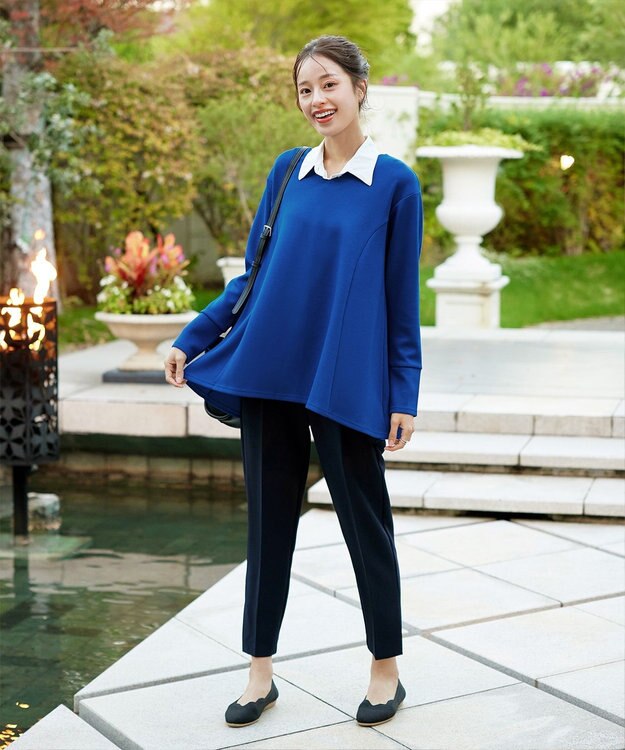 Tiaclasse 【洗える】【ふわもち美すふれ】フレアシルエットカットソー ブルー