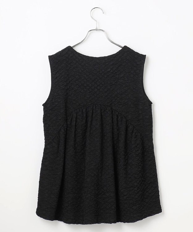 #Newans 【金子綾さんインスタライブご紹介アイテム】（セットアップ可能）ふくれジャガード ペプラムブラウス ブラック