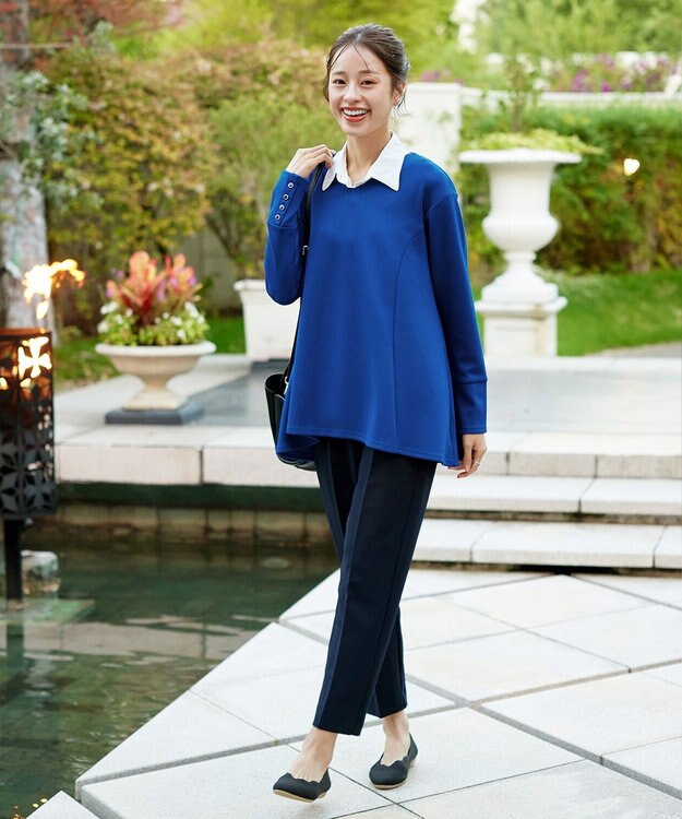 Tiaclasse 【洗える】【ふわもち美すふれ】フレアシルエットカットソー ブルー