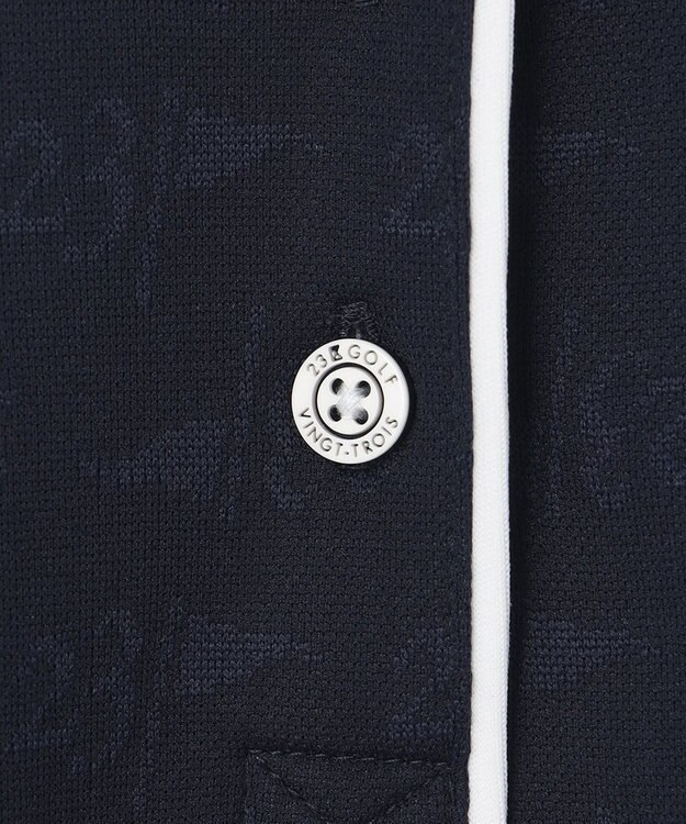 23区GOLF 【WOMEN】フラッグロゴジャガード ポロシャツ ネイビー系