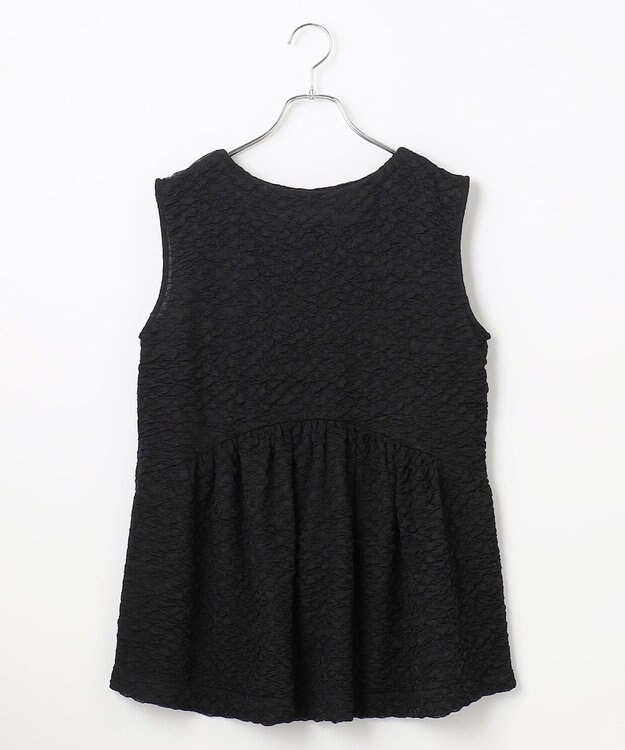 #Newans 【金子綾さんインスタライブご紹介アイテム】（セットアップ可能）ふくれジャガード ペプラムブラウス ブラック