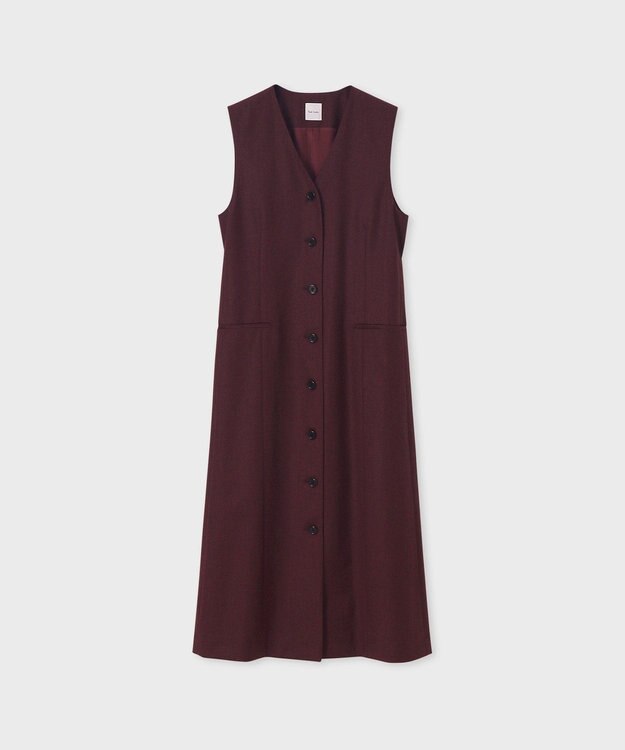 Paul Smith カシミアブレンド フランネル ジャンパースカート ワインレッド