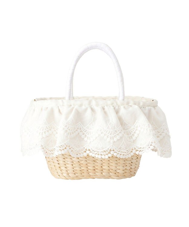 Maison de FLEUR 【2Way】レースフリルメイズ2Wayカゴバッグ White