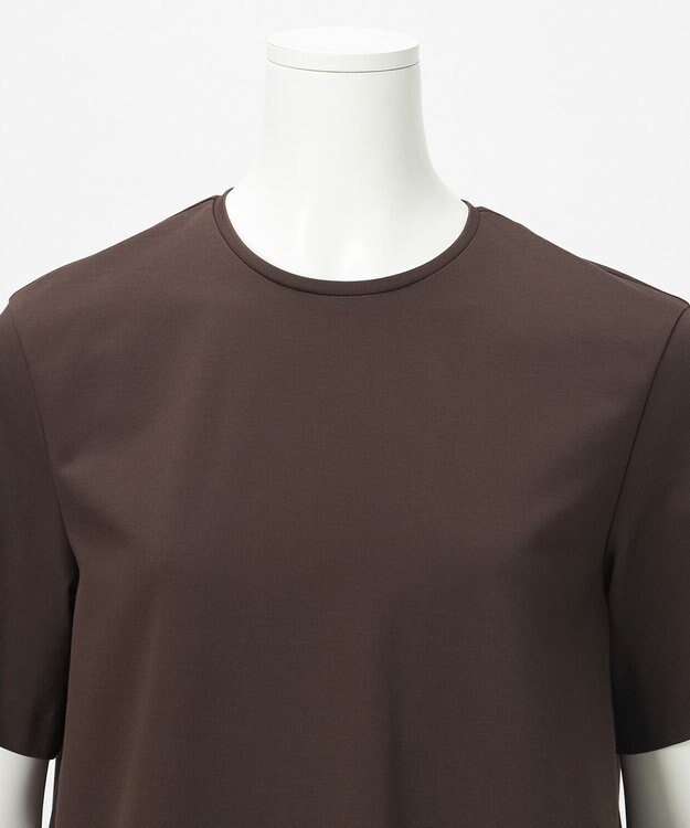 23区 L 【R(アール)】クロスフリルジャージー ランダムフリル Tシャツ ダークブラウン系