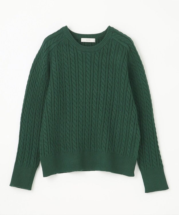 ANY L 【洗濯機可】クロップド丈ケーブルニット グリーン